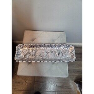 Cast Aluminum Bunny Rabbit Oblong Serving Tray by Arthur Court 1990 Vintage